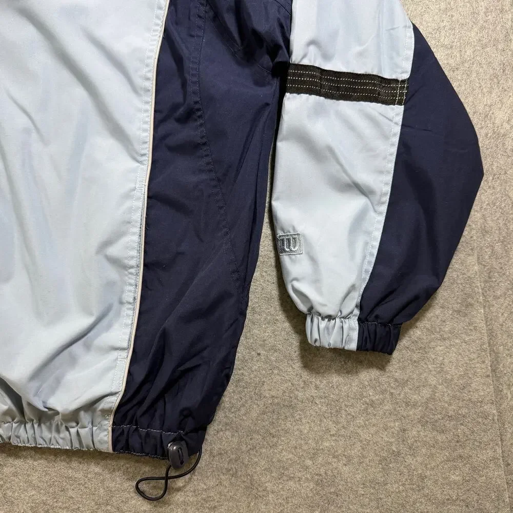 Wilson Windbreaker Jacket Mens L Blue Navy Full Zip Drawstring Hem Lightweight